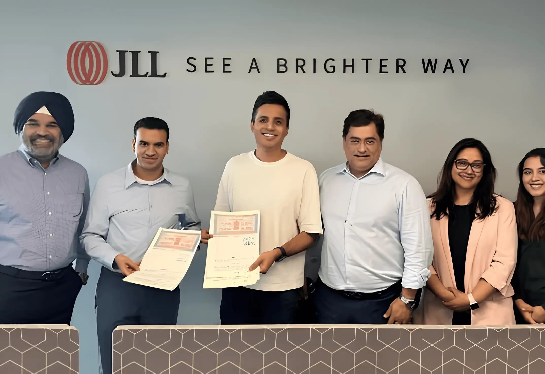 Team members at a corporate partnership event